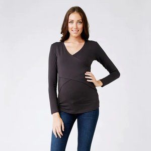 Ripe Maternity Embrace Crossover Nursing Top in Slate